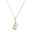 14K Yellow Gold Diamond Letter"E" Necklace 18In 0.9Dwt