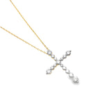 0.80Ct Rd 18K Yellow Gold Diamond Cross Pendant Necklace 18In 2.5Dwt