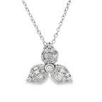 0.25Ct Rd/Bgt 18K White Gold Diamond Pendant Necklace E 18In 1.6Dwt