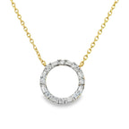 0.15Ct 10K Yellow Gold  Spring Lock Cable Link  Rd/Bgt Diamond Ladies Necklace 18In 0.9Dwt