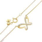 0.15Ct Rd 18K Yellow Gold Diamond Butterfly Pendant 18In 1.9Dwt