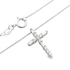 0.25Ct Rb/Bgt 14K White Gold Diamond Cross Pendant Necklace 18In 1.1Dwt