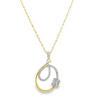 0.40Ct 14K Yellow Gold Diamond  Spring Lock With Tag Necklace W/Pendant 18In 3.3Dwt