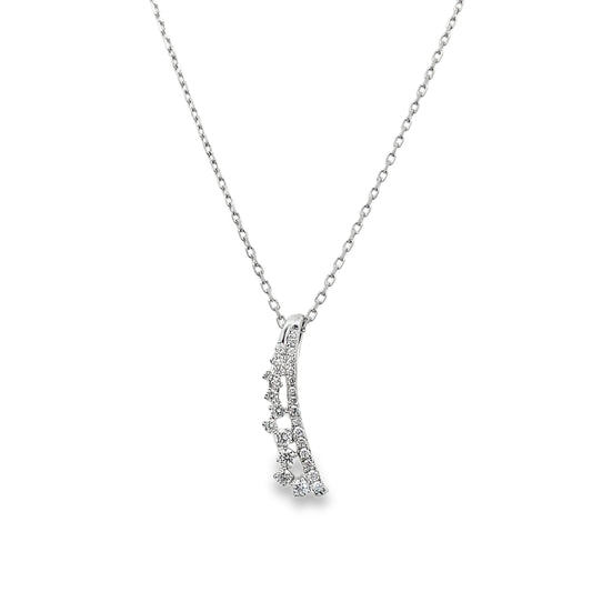 0.50Ct 18K White Gold Lobster Clasp Cable Link Diamond Pendant/Necklace 18In 3.1Dwt