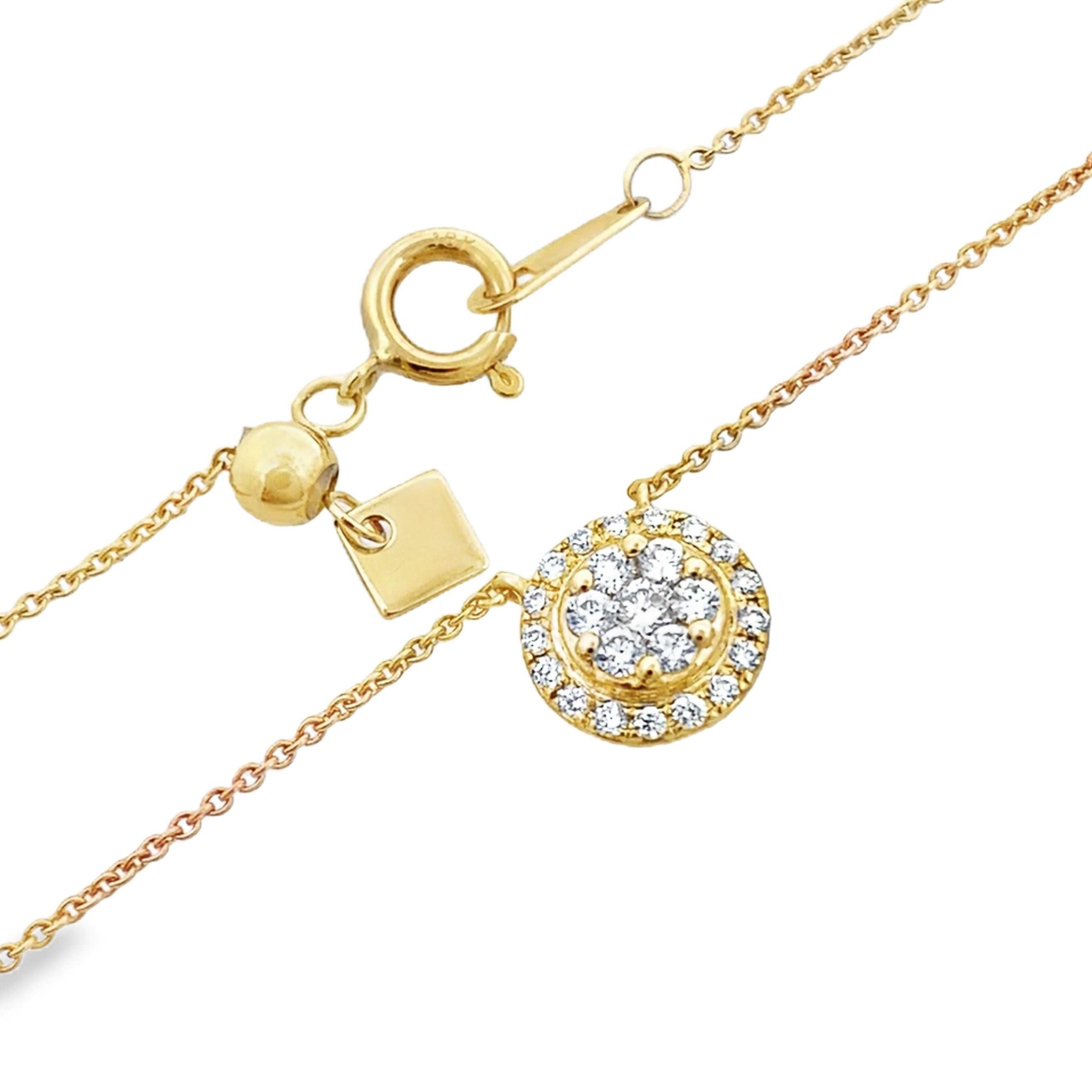 0.33Ct 18K Yellow Gold Cable Link Rd Diamond Ladies Pendant/Necklace 18In 2.2Dwt