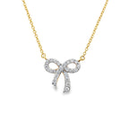 0.15Ct 18K Yellow Gold Rd Diamond Ribbon Pendant Ladies Necklace 16In 1.6Dwt