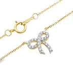 0.15Ct 18K Yellow Gold Rd Diamond Ribbon Pendant Ladies Necklace 16In 1.6Dwt