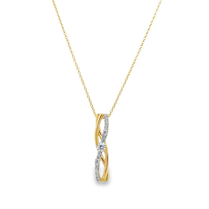 0.33Ct 18K Yellow Gold Cable Link Diamond Pendant/Necklace 16In 2.6Dwt