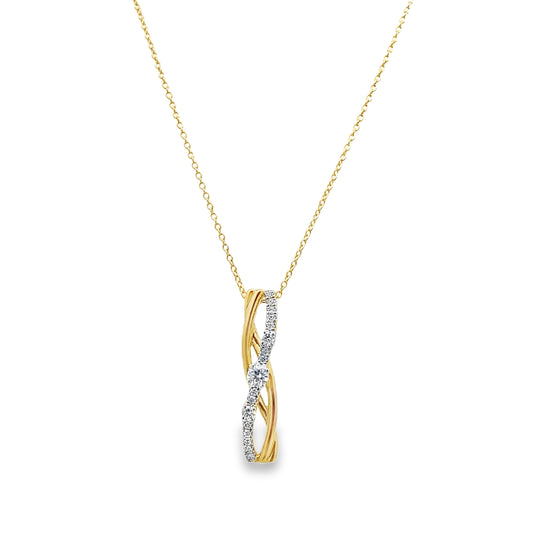 0.33Ct 18K Yellow Gold Cable Link Diamond Pendant/Necklace 16In 2.6Dwt