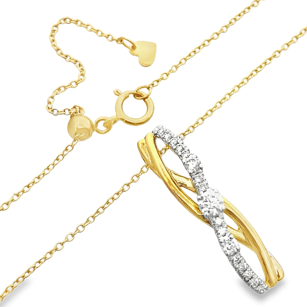 0.33Ct 18K Yellow Gold Cable Link Diamond Pendant/Necklace 16In 2.6Dwt