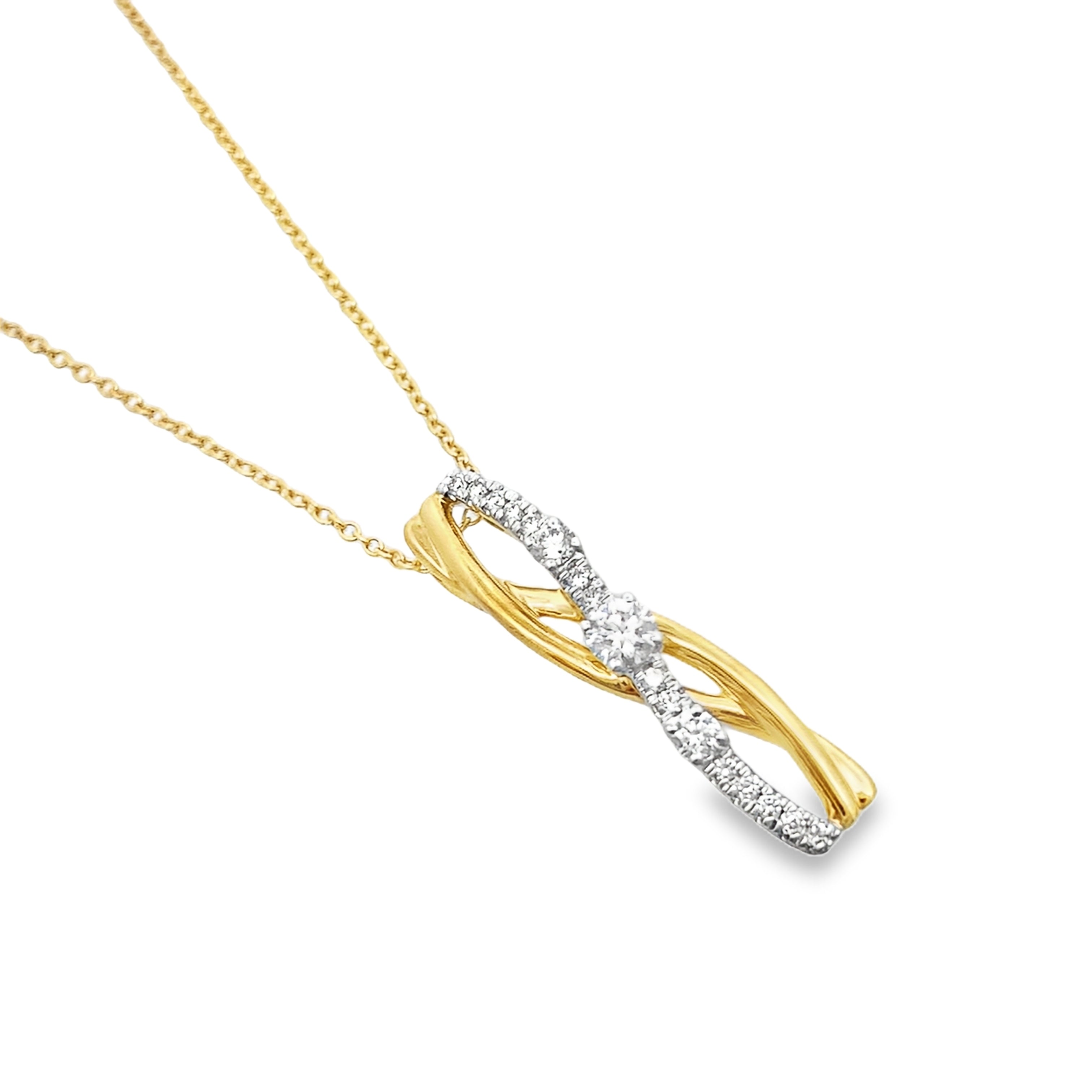 0.33Ct 18K Yellow Gold Cable Link Diamond Pendant/Necklace 16In 2.6Dwt