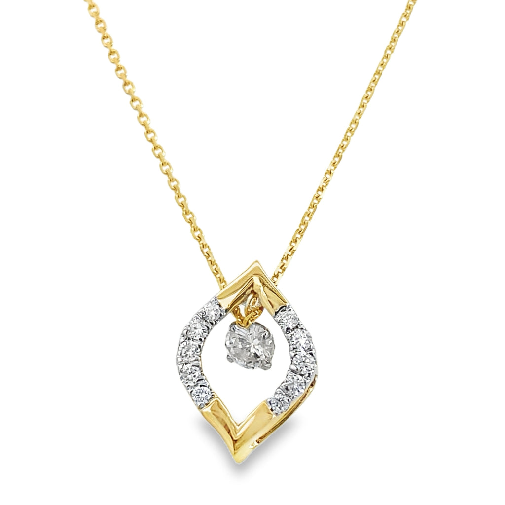 0.25Ct Rd 10K Yellow Gold Diamond Pendant Necklace 18In 1.1Dwt