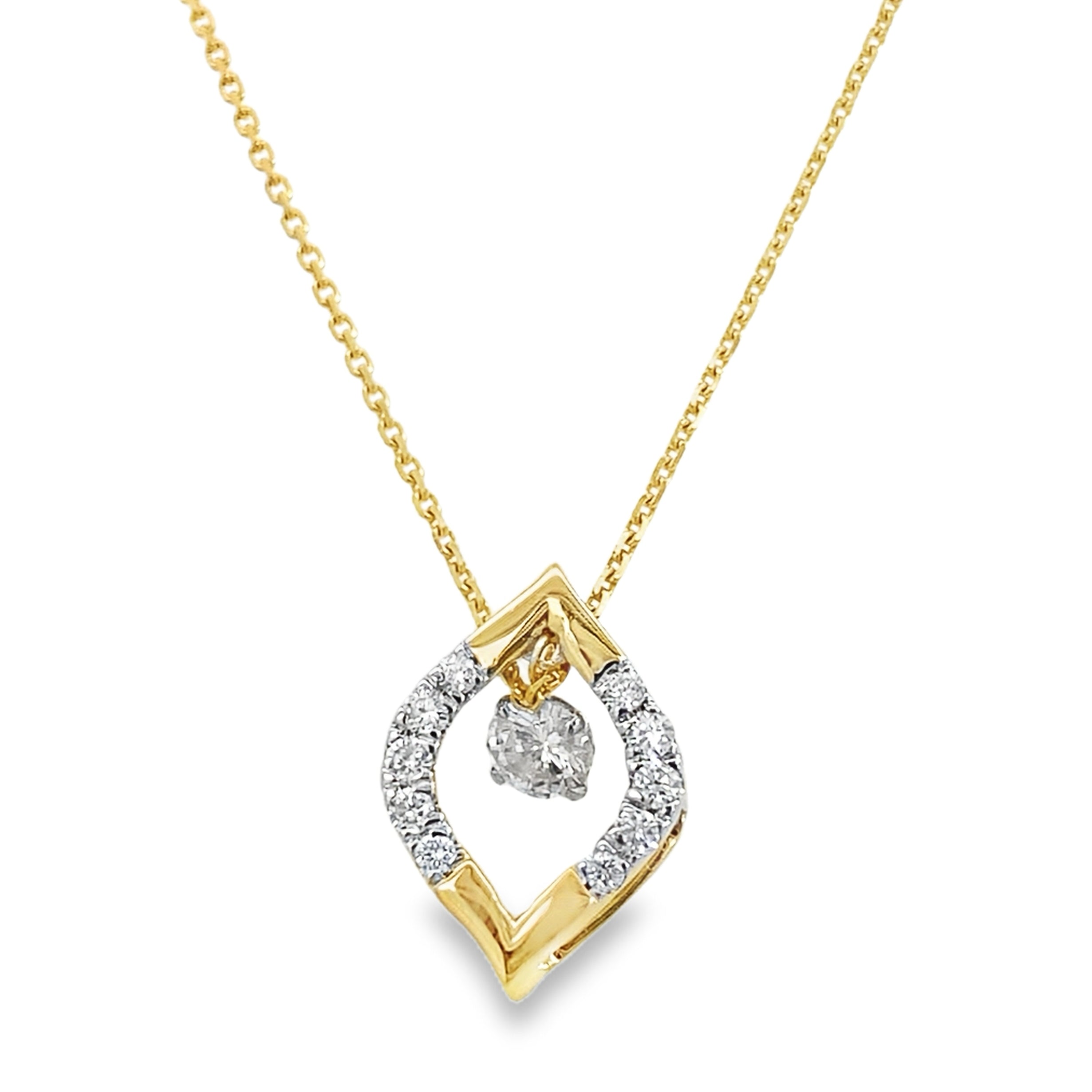 0.25Ct Rd 10K Yellow Gold Diamond Pendant Necklace 18In 1.1Dwt