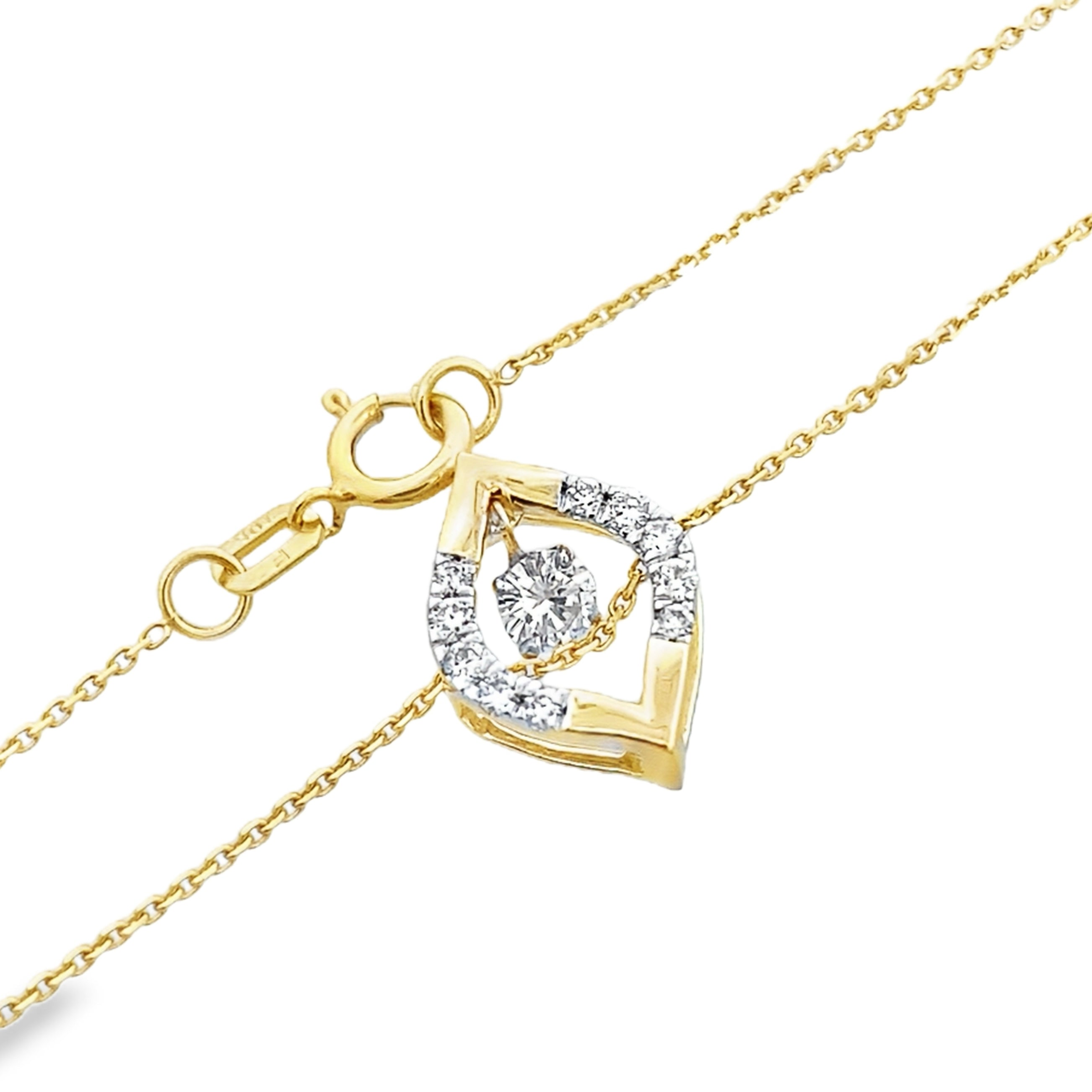 0.25Ct Rd 10K Yellow Gold Diamond Pendant Necklace 18In 1.1Dwt