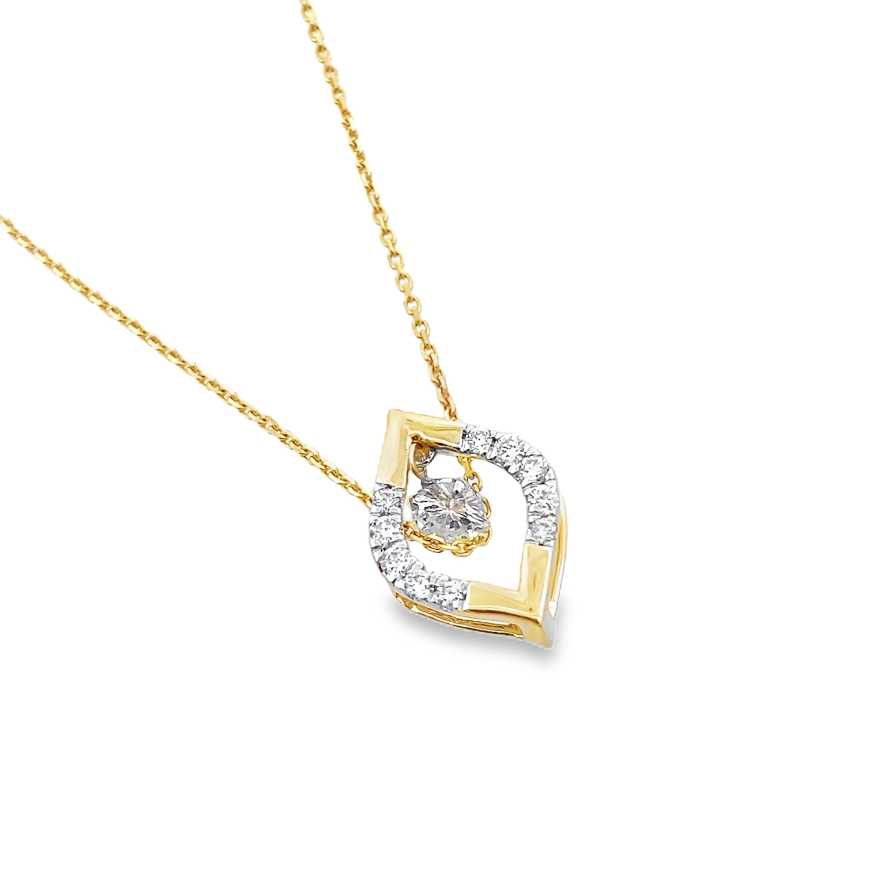 0.25Ct Rd 10K Yellow Gold Diamond Pendant Necklace 18In 1.1Dwt