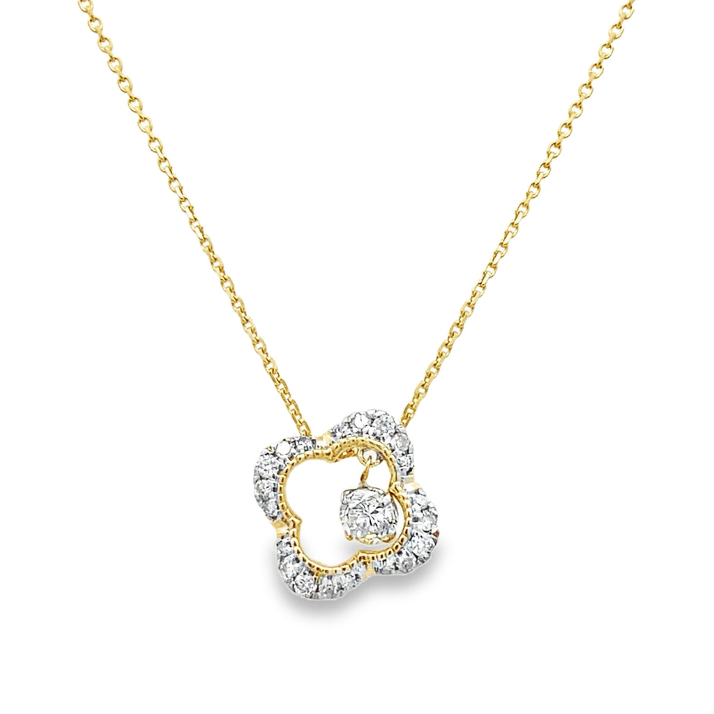 0.25Ct Rd 10K Yellow Gold Diamond Pendant Necklace 18In 1.2Dwt