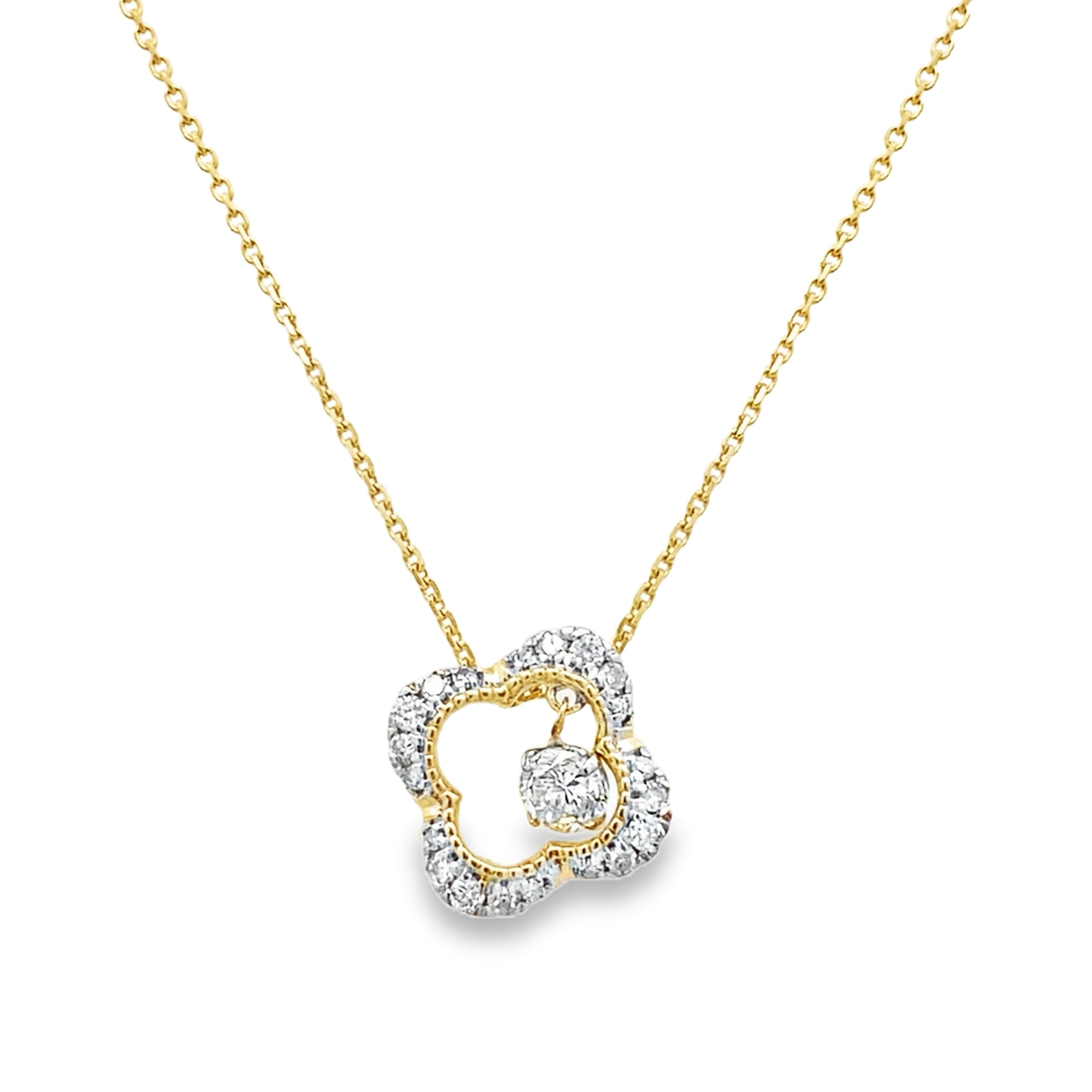 0.25Ct Rd 10K Yellow Gold Diamond Pendant Necklace 18In 1.2Dwt