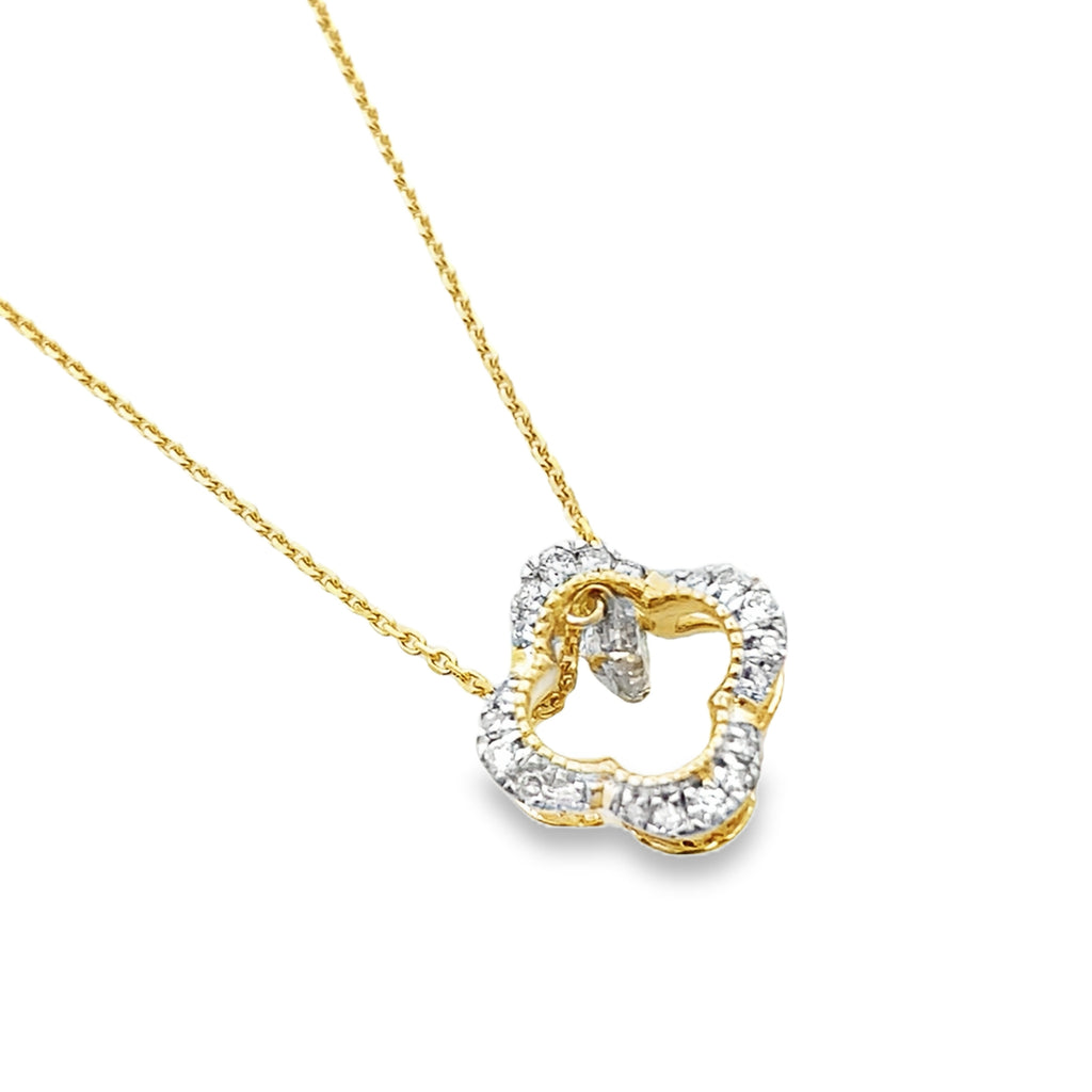 0.25Ct Rd 10K Yellow Gold Diamond Pendant Necklace 18In 1.2Dwt