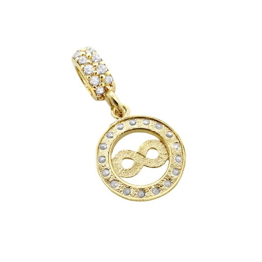 10K Yellow Gold Cz Hoop W/Infinity Pendant 0.8Dwt