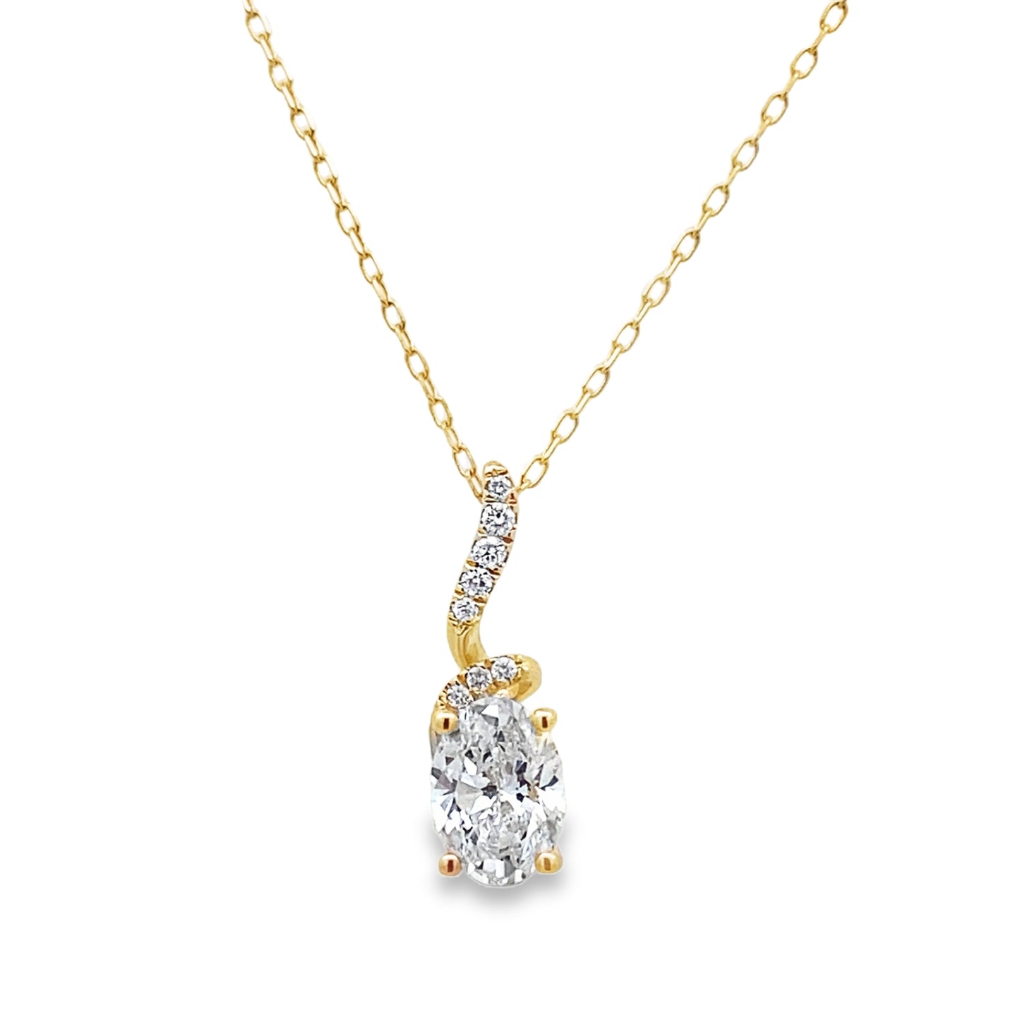 14K Yellow Gold Lab Grown Diamond Necklace 18In 1.0Dwt
