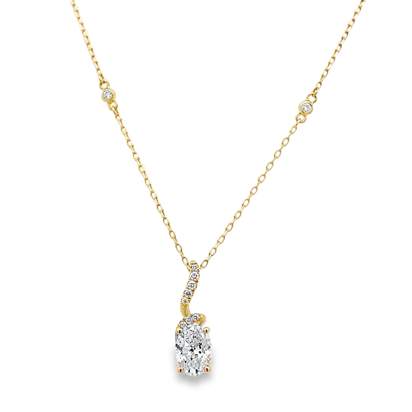 14K Yellow Gold Lab Grown Diamond Necklace 18In 1.0Dwt