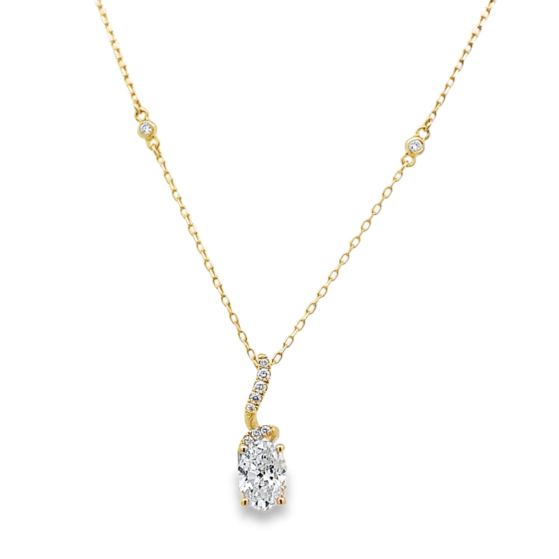 14K Yellow Gold Lab Grown Diamond Necklace 18In 1.0Dwt
