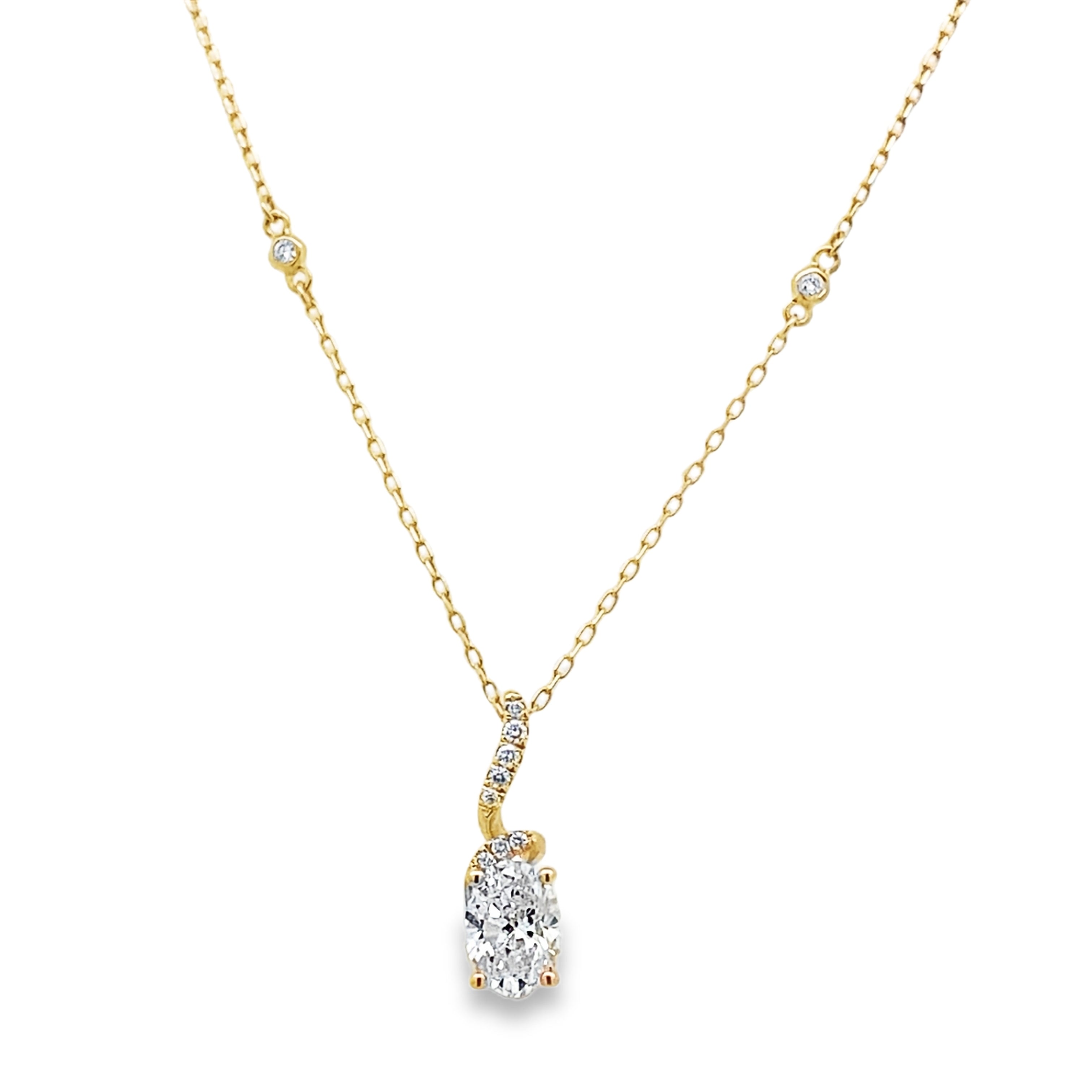 14K Yellow Gold Lab Grown Diamond Necklace 18In 1.0Dwt