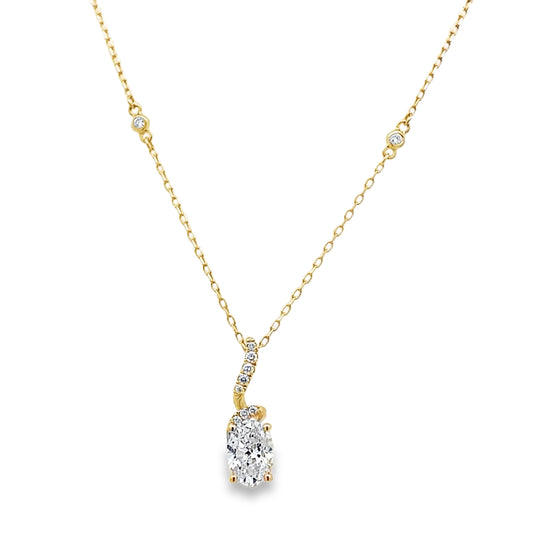 14K Yellow Gold Lab Grown Diamond Necklace 18In 1.0Dwt