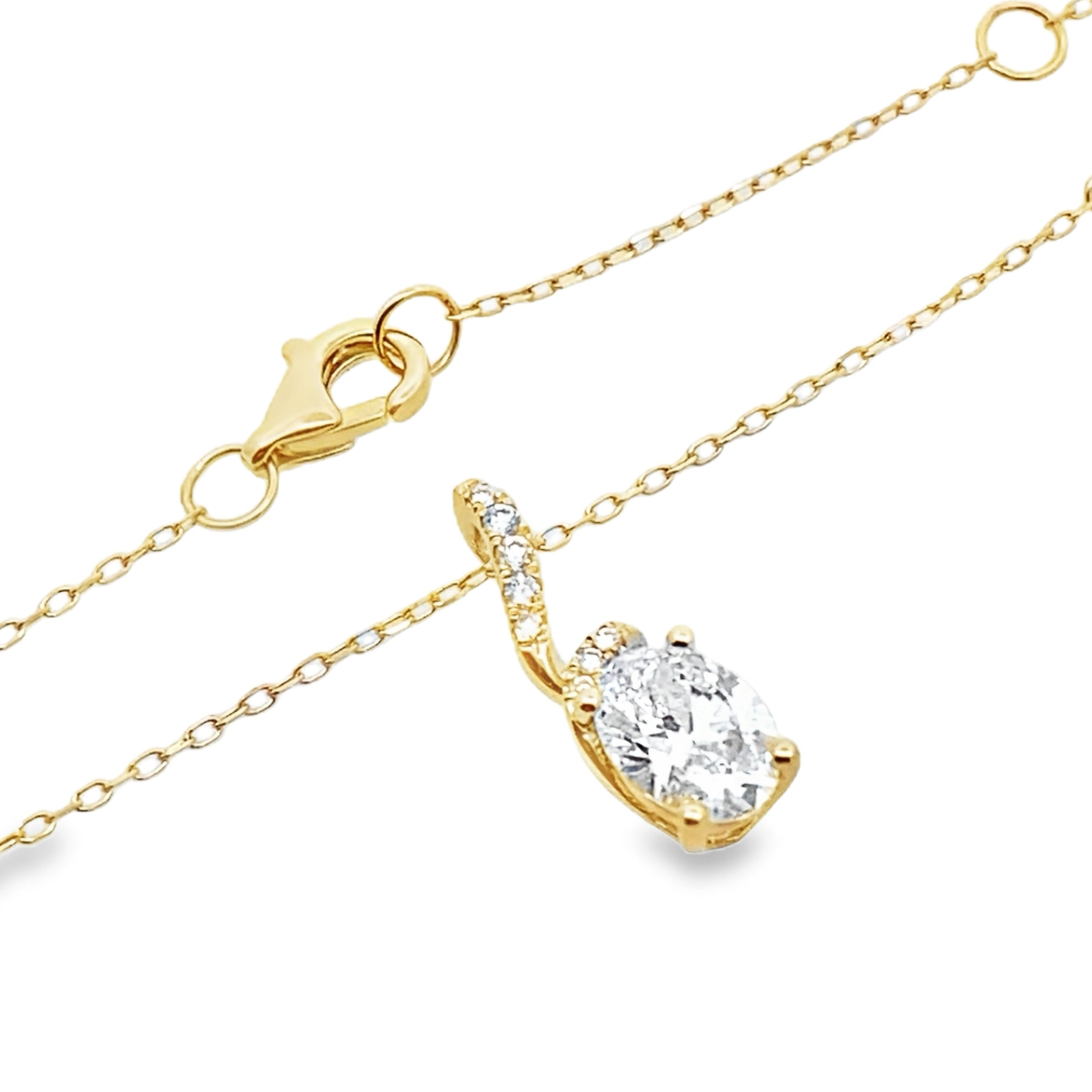 14K Yellow Gold Lab Grown Diamond Necklace 18In 1.0Dwt