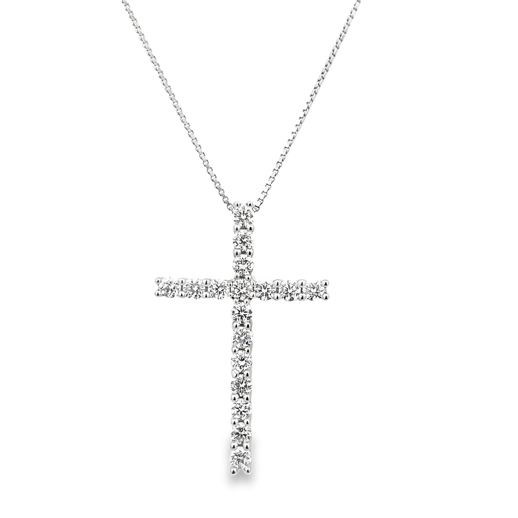 0.5Ctw 14K White Gold Lab Grown Diamond Crucifix Pendant Necklace 18In 1.5Dwt
