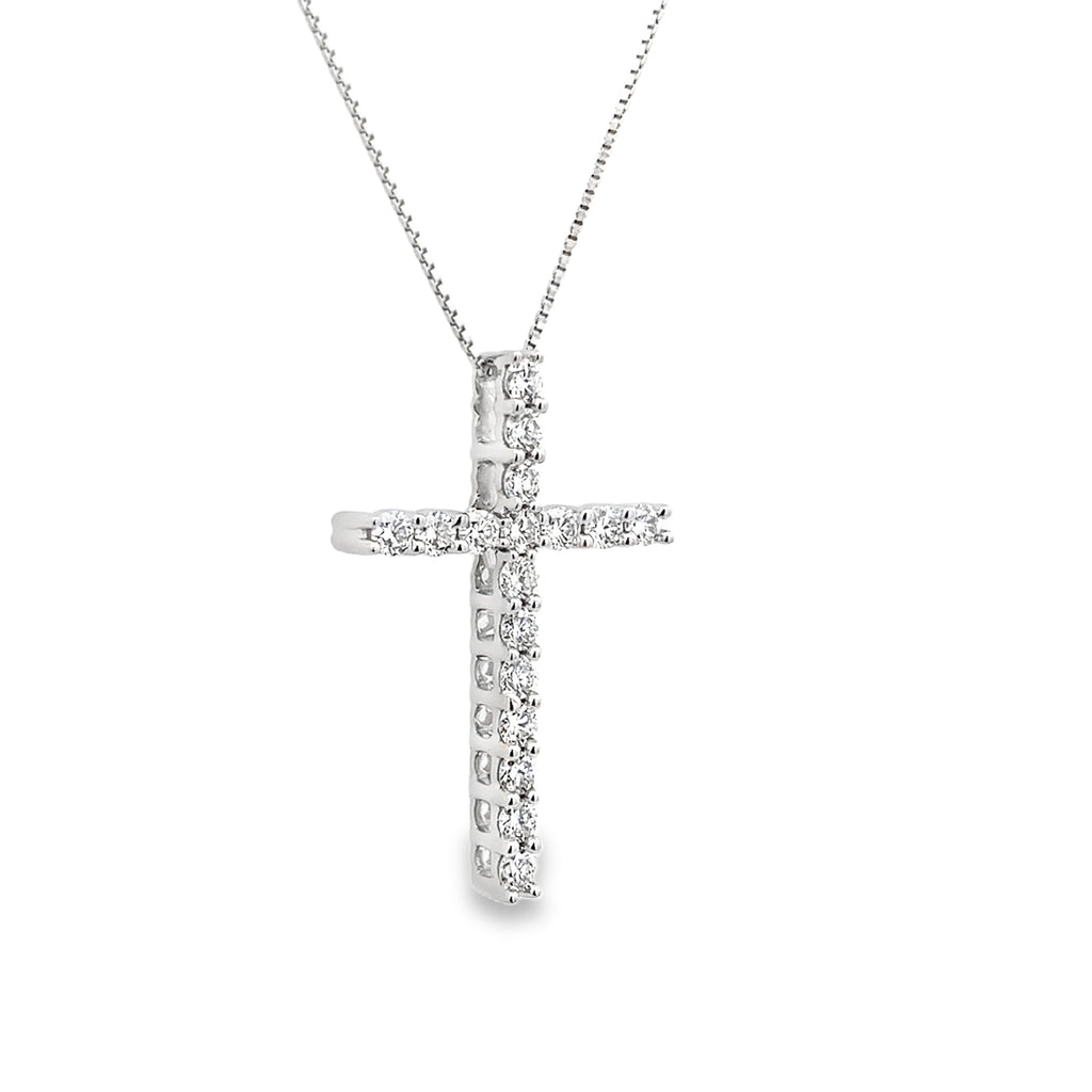 0.5Ctw 14K White Gold Lab Grown Diamond Crucifix Pendant Necklace 18In 1.5Dwt