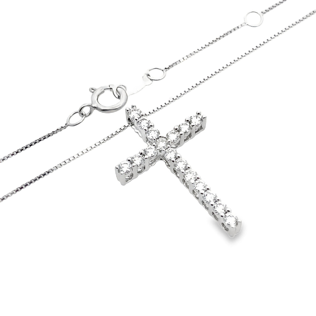 0.5Ctw 14K White Gold Lab Grown Diamond Crucifix Pendant Necklace 18In 1.5Dwt