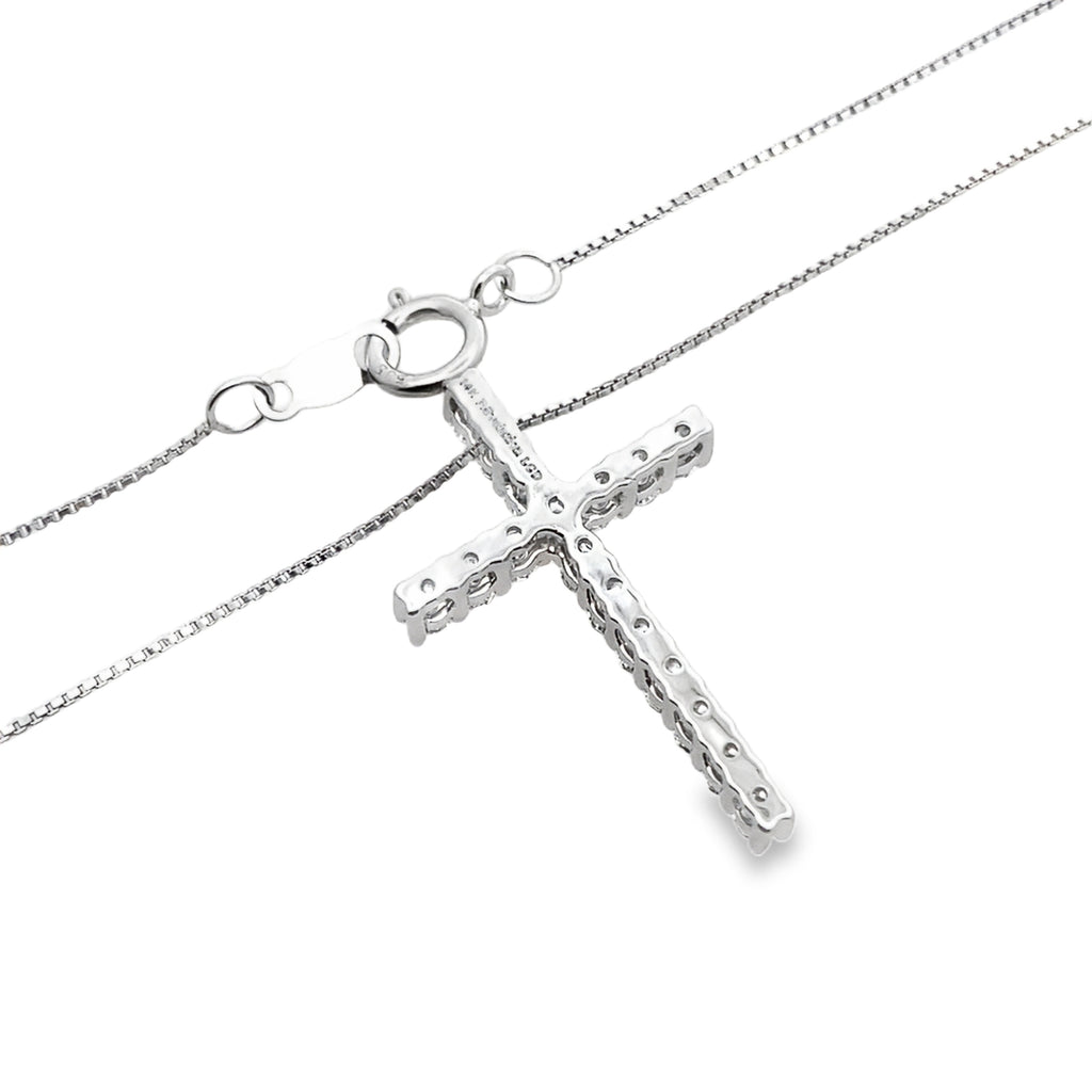 0.5Ctw 14K White Gold Lab Grown Diamond Crucifix Pendant Necklace 18In 1.5Dwt