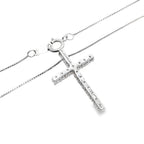 0.5Ctw 14K White Gold Lab Grown Diamond Crucifix Pendant Necklace 18In 1.5Dwt