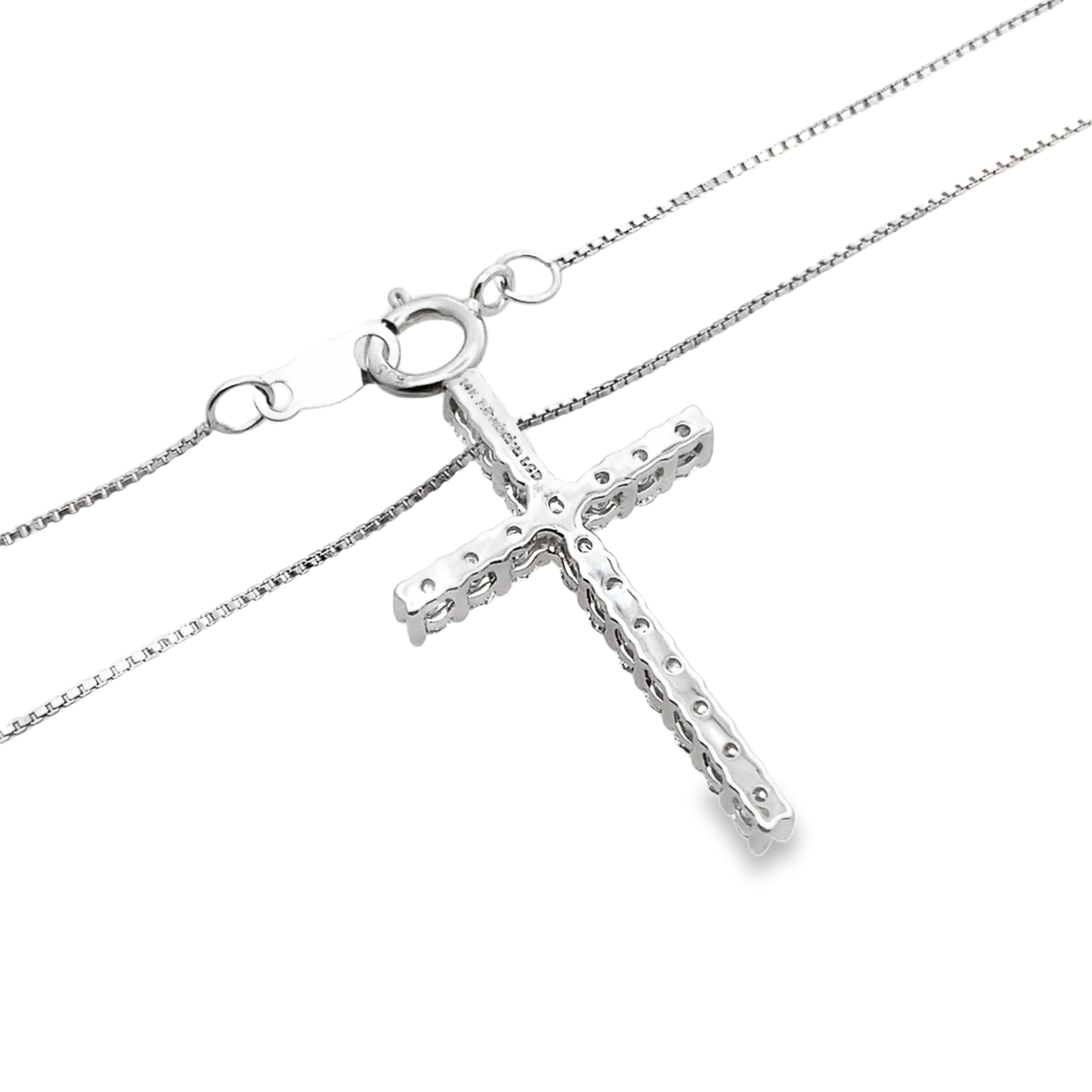 0.5Ctw 14K White Gold Lab Grown Diamond Crucifix Pendant Necklace 18In 1.5Dwt