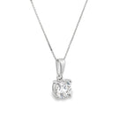 1.00Ctw 14K White Gold Lab Grown Round Diamond Solitaire Pendant Necklace 18In 1.4Dwt