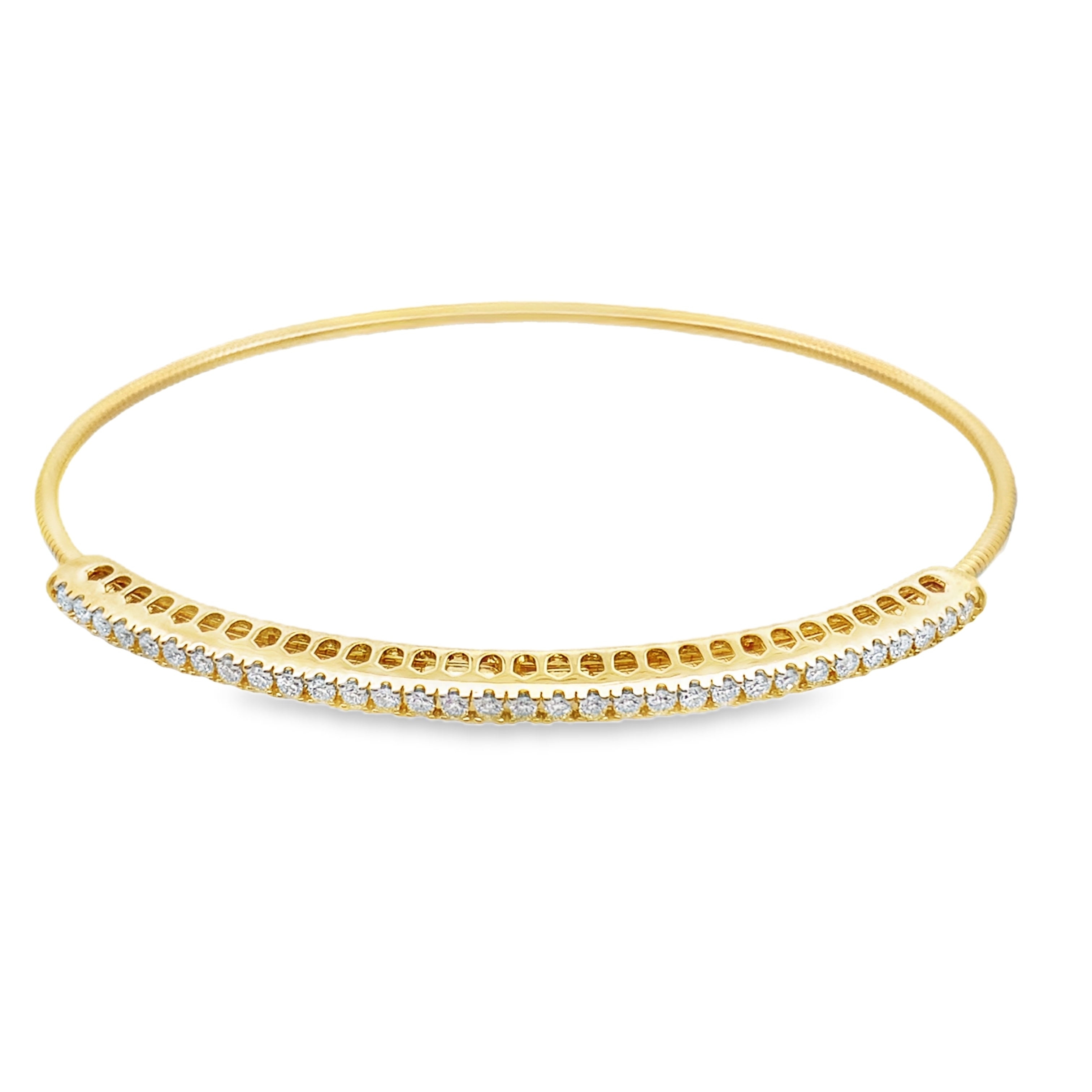 0.50 Ctw 14K Yellow Gold Diamond Bangle Bracelet 3.9Dwt