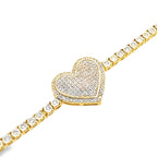 1.0Ct 10K Two Tone Gold Diamond Heart Tennis Bracelet 7In 5.8Dwt