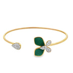 0.40Ct Rd/Bgt 18K Yellow Gold Diamond Butterfly Style Open Bangle 3.2Dwt