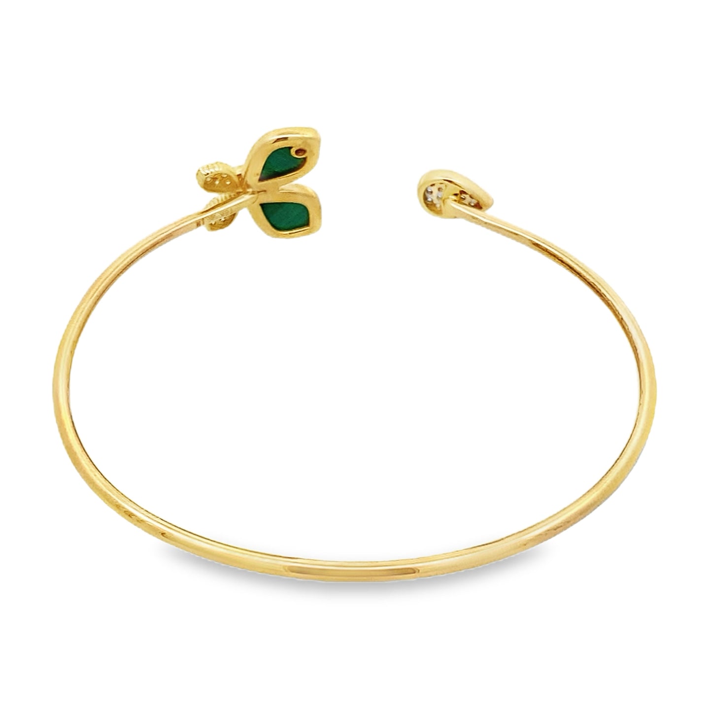 0.40Ct Rd/Bgt 18K Yellow Gold Diamond Butterfly Style Open Bangle 3.2Dwt