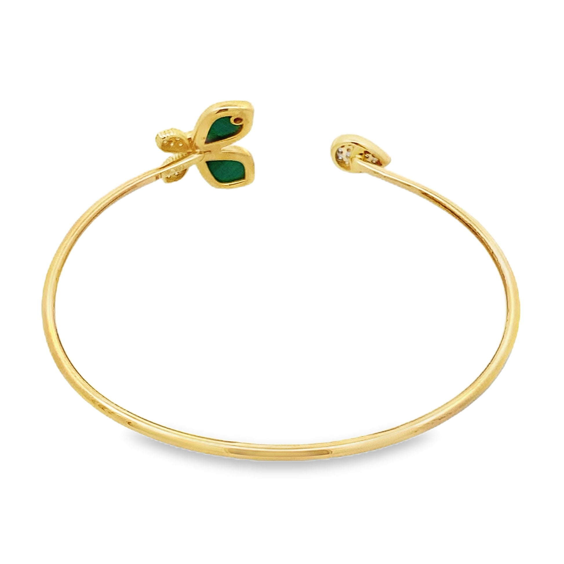 0.40Ct Rd/Bgt 18K Yellow Gold Diamond Butterfly Style Open Bangle 3.2Dwt