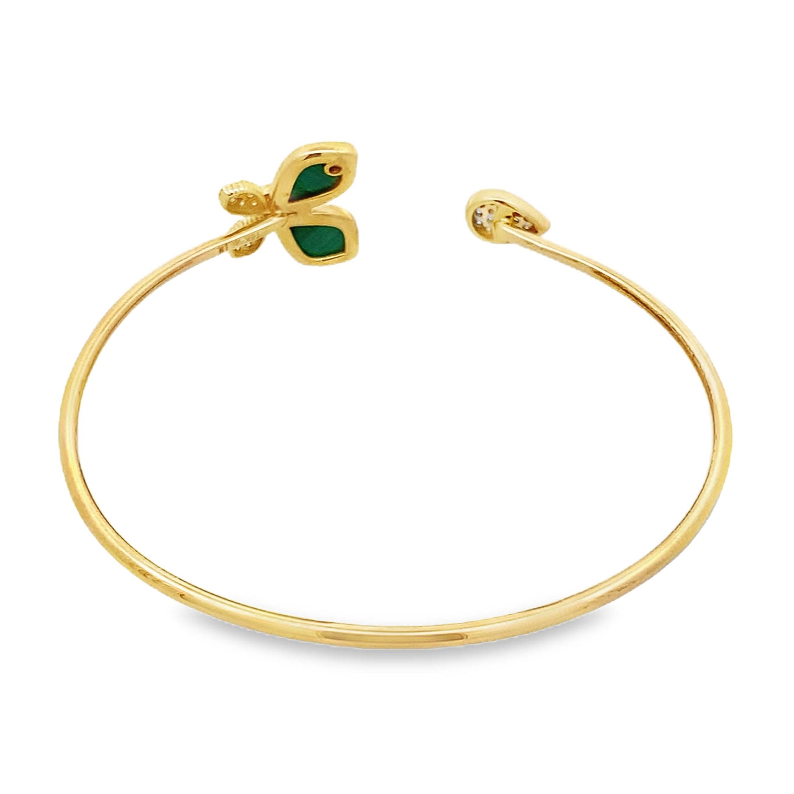 0.40Ct Rd/Bgt 18K Yellow Gold Diamond Butterfly Style Open Bangle 3.2Dwt