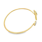 0.40Ct Rd/Bgt 18K Yellow Gold Diamond Butterfly Style Open Bangle 3.2Dwt