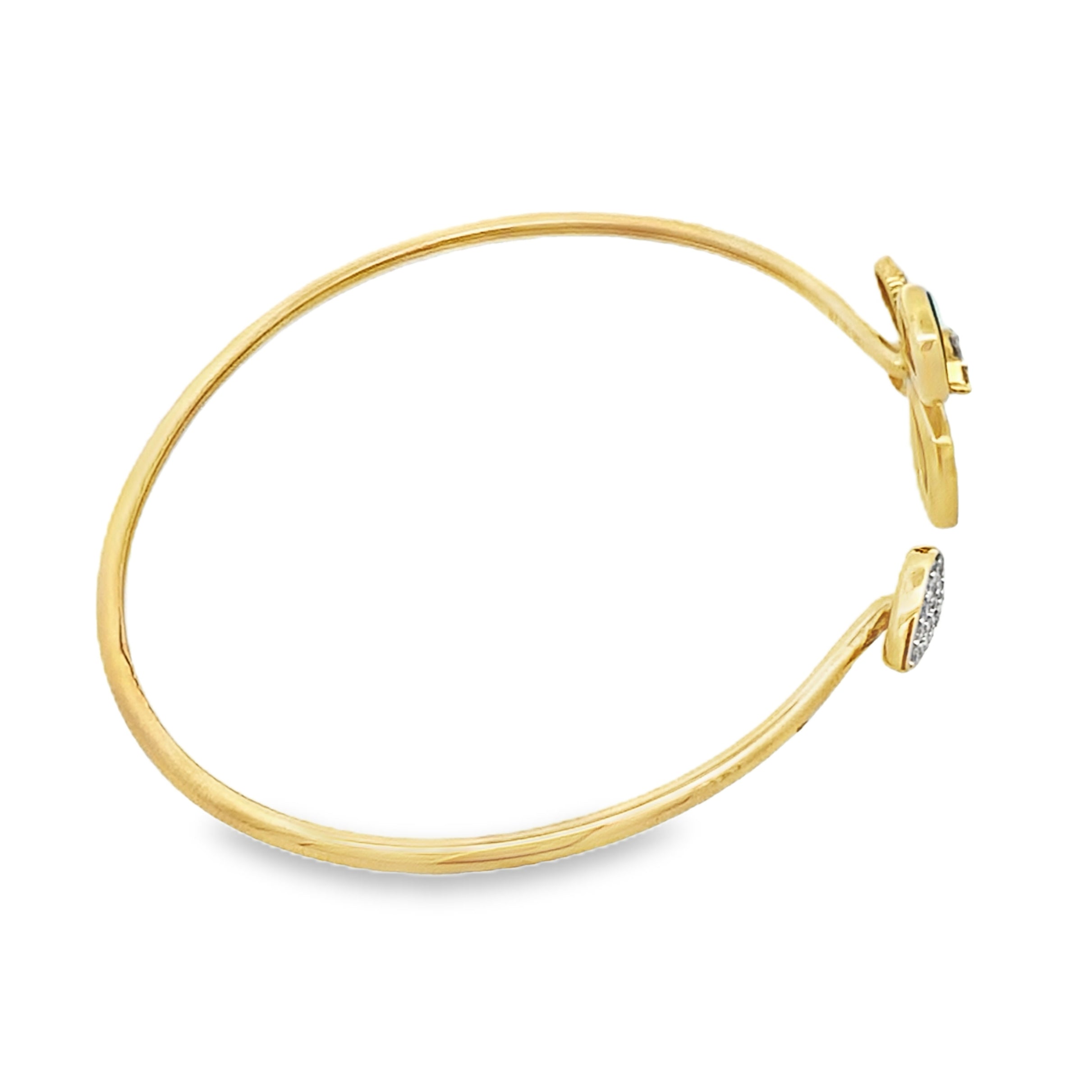 0.40Ct Rd/Bgt 18K Yellow Gold Diamond Butterfly Style Open Bangle 3.2Dwt
