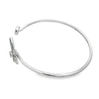 0.40Ct Rd/Bgt 18K White Gold Diamond Butterfly Style Open Bangle 3.2Dwt