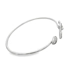 0.40Ct Rd/Bgt 18K White Gold Diamond Butterfly Style Open Bangle 3.2Dwt