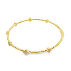 0.50Ct Rd 14K Yellow Gold Diamond Clover Bangle 3.1Dwt