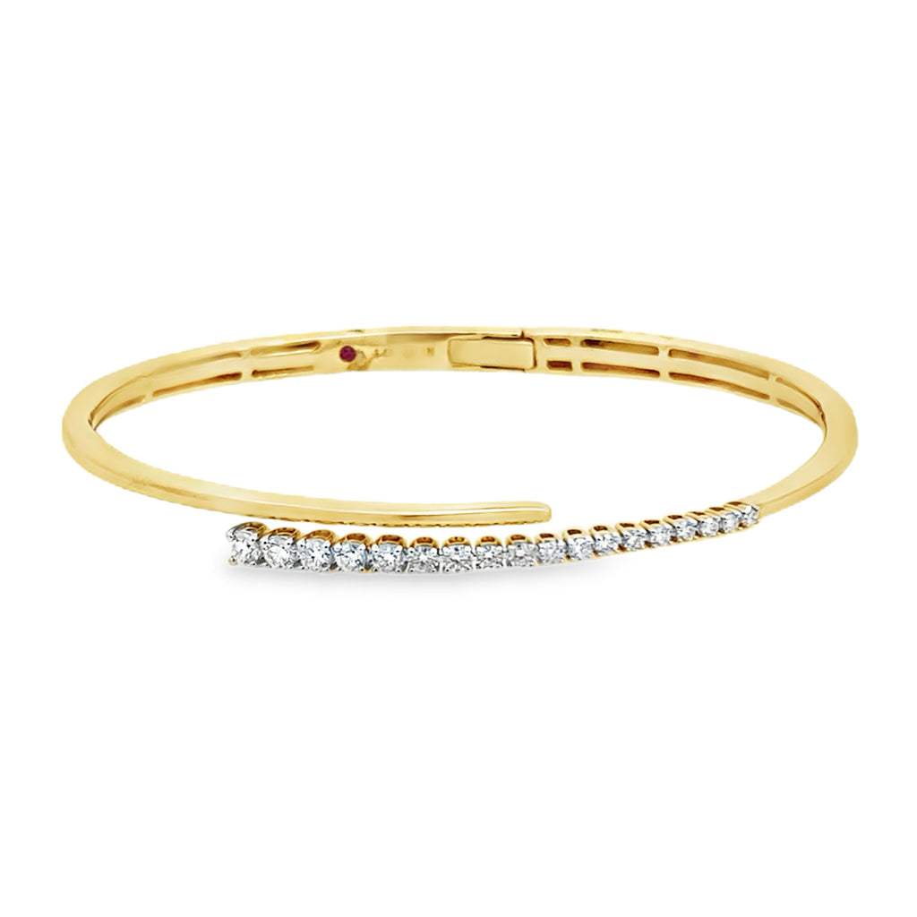 0.50Ct Rd 14K Yellow Gold Diamond Hinged Bangle 7.5Dwt