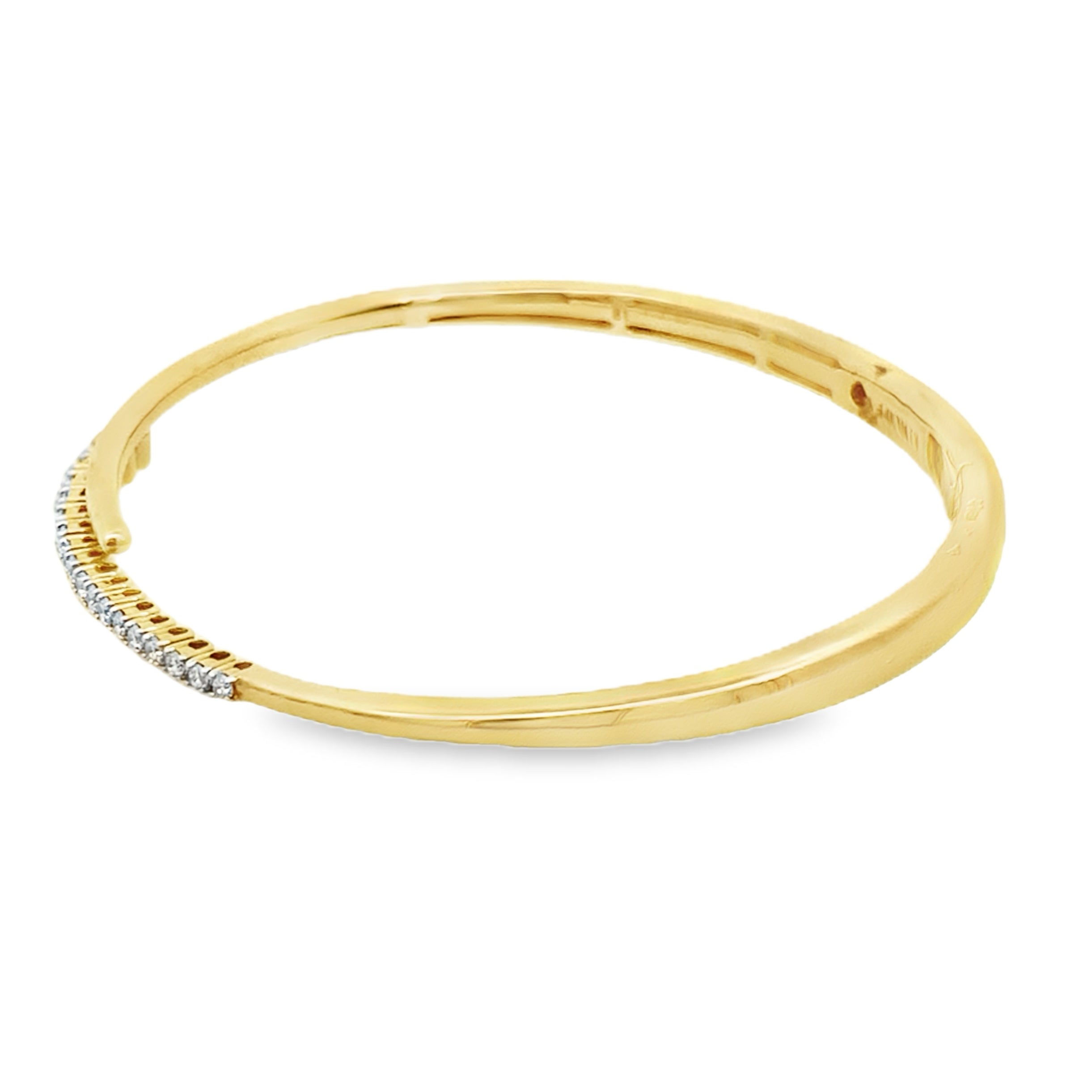 0.50Ct Rd 14K Yellow Gold Diamond Hinged Bangle 7.5Dwt