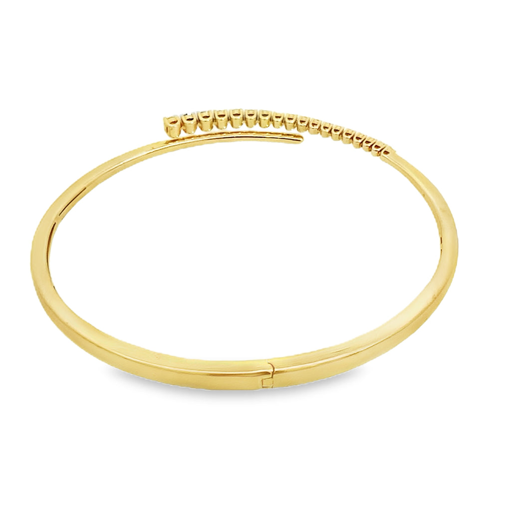 0.50Ct Rd 14K Yellow Gold Diamond Hinged Bangle 7.5Dwt